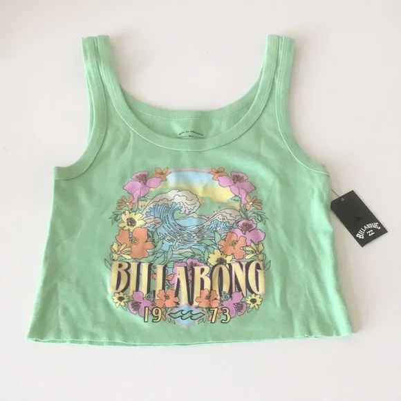 Billabong Crop Tank Top Scoop Neck Raw Hem Tee - Picture 9 of 16